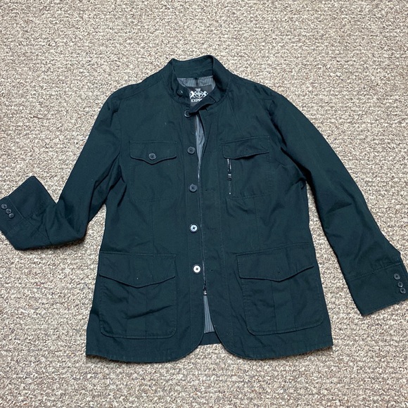 Slim XL Men Express Black high collar Zip up Jacket - Picture 2 of 8